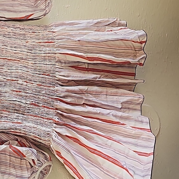 LONGCHAMP Off The Shoulder Striped Smocked Mini Dress - Picture 5 of 8